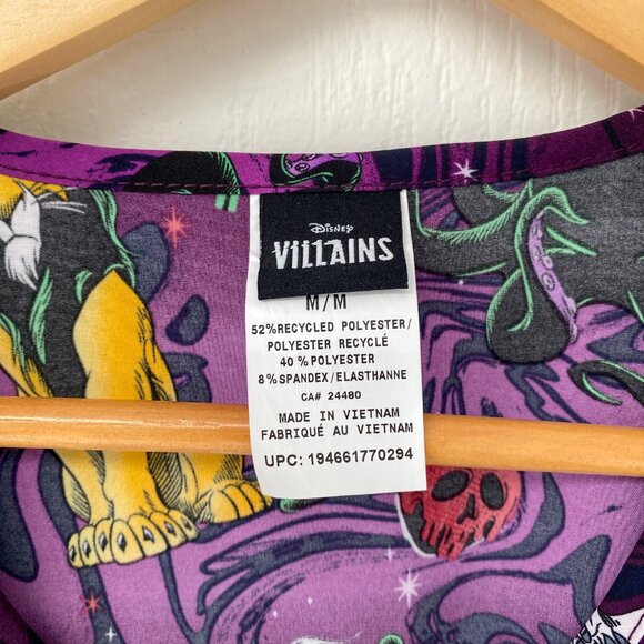 Disney - Villains - Purple & Black Women's V-Neck Print Scrub Top - Picture 2 of 5